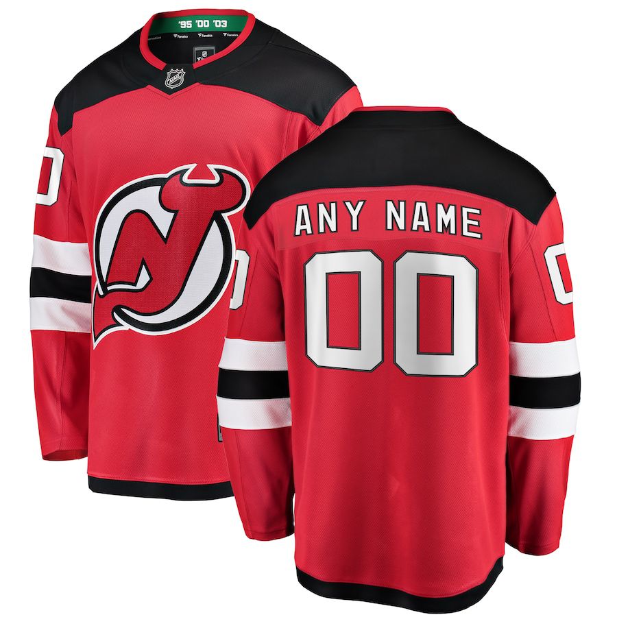 Men New Jersey Devils Fanatics Branded Red Home Breakaway Custom NHL Jersey